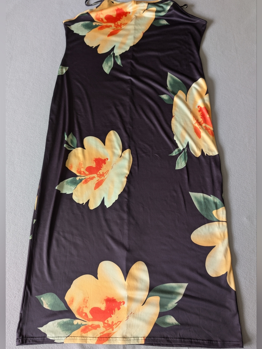 Women Plus Size Summer Floral Spaghetti Strap Maxi Dress Black Graphic Print 4XL image 8